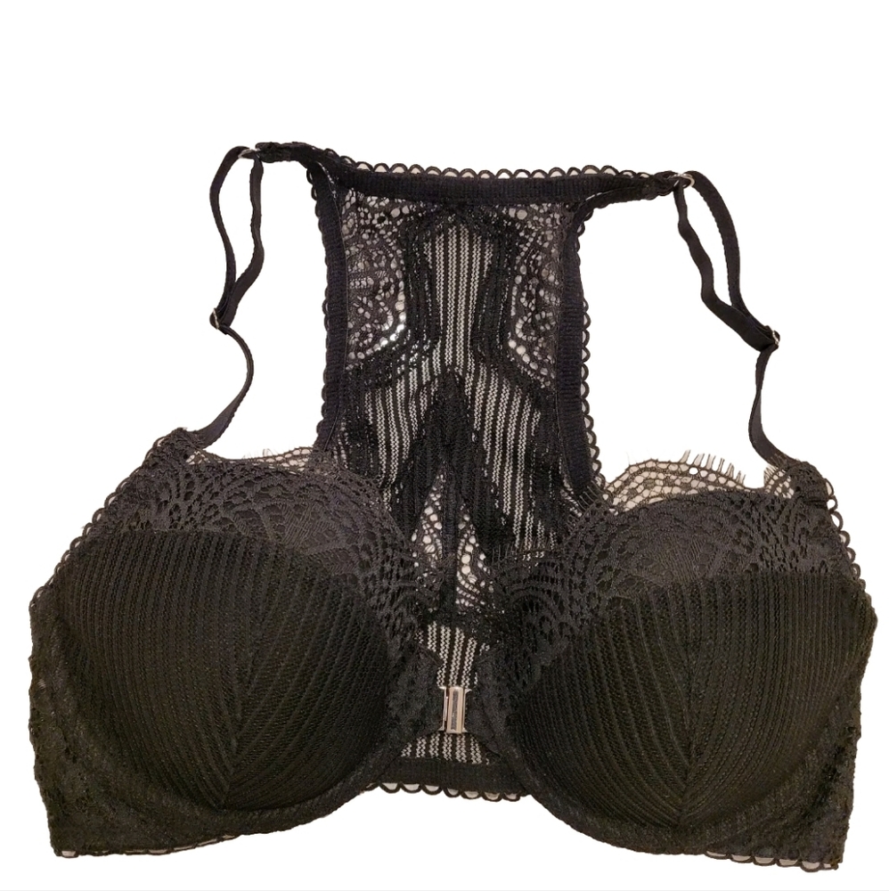 Victoria's Secret | Black Lace Racerback Lined Demi Dream Angels Bra